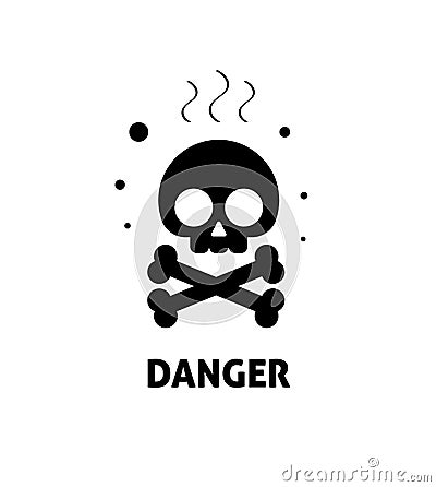 Chemical hazard sign vector illustration, flat cartoon toxic risk dangerous zone symbol, chemicals caution sticker Vector Illustration