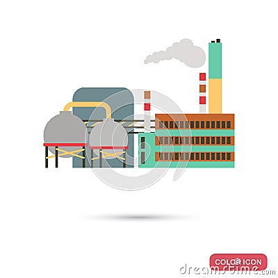 Chemical Industry factory color flat illutration Vector Illustration