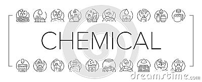 Chemical Industry Production Icons Set Vector . Vector Illustration