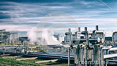 Chemical industry - refinery building for the production of fuel Stock Photo