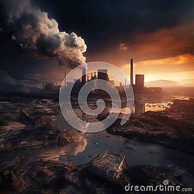 Chemical industry releasing toxic smokes into the air and causing serious pollution of the earth Stock Photo