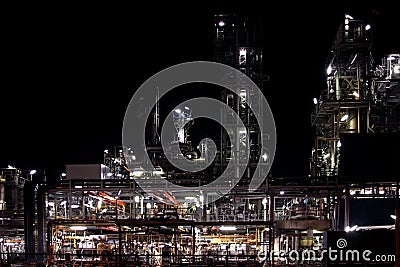 Chemical installation by night Stock Photo