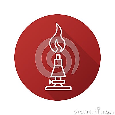 Chemical lab burner flat linear long shadow icon Stock Photo