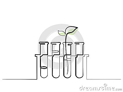 Chemical lab retorts with sprout of plant Vector Illustration