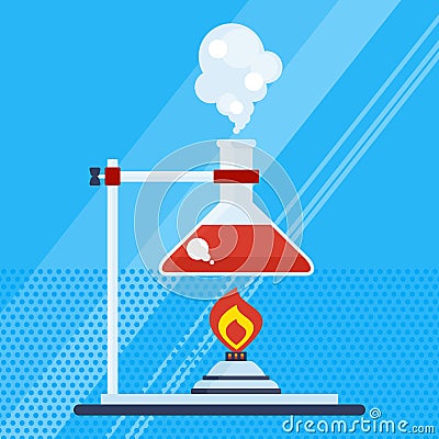 Chemical laboratory with burner Vector Illustration