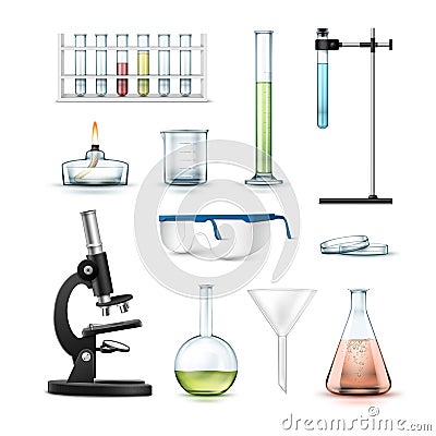 Chemical laboratory equipment Vector Illustration