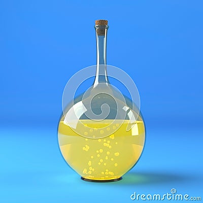 Chemical laboratory flask with green liquid Stock Photo