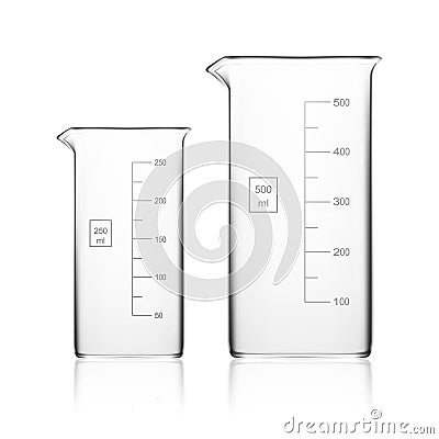 Chemical Laboratory Glassware Or Beaker. Glass Equipment Empty Clear Test Tube Vector Illustration