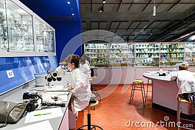 Chemical laboratory in Science Center museum Nemo, Amsterdam Editorial Stock Photo