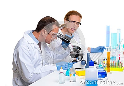 Chemical laboratory with two scientist working Stock Photo