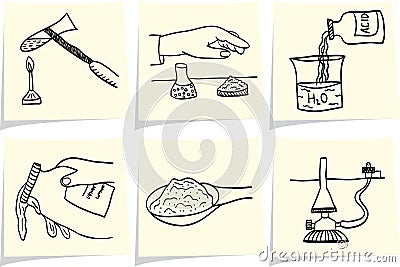 Chemical laboratory on yellow memo sticks Vector Illustration