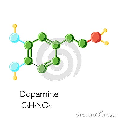 Chemical molecular formula hormone dopamine. Vector Illustration