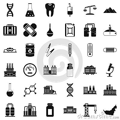 Chemical molecule icons set, simple style Vector Illustration