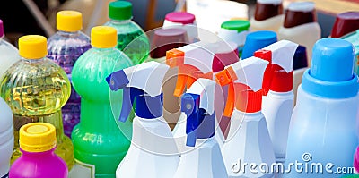 Chemical products for cleaning chores Stock Photo