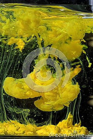 Chemical reaction producing a yellow color Stock Photo