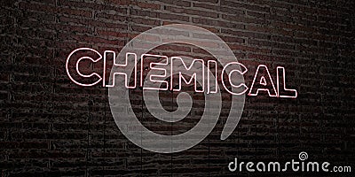 CHEMICAL -Realistic Neon Sign on Brick Wall background - 3D rendered royalty free stock image Stock Photo