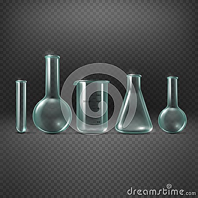 Chemical realistic test tubes vector set Vector Illustration