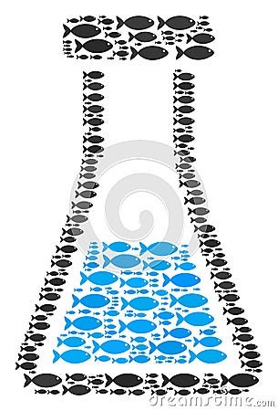 Chemical Retort Composition of Fish Icons Vector Illustration