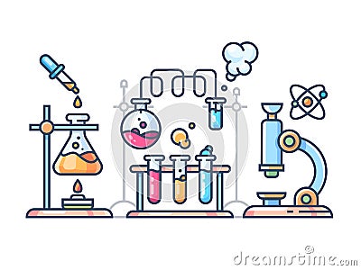 Chemical scientific experiment Vector Illustration