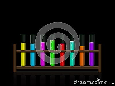 Chemical Substances Neon Toxic Liquid Test Tubes Vector Illustration