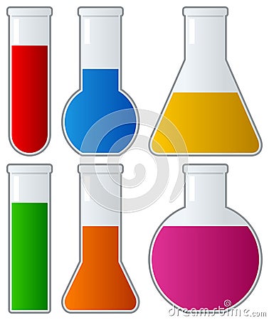 Chemical Test Tubes with Colorful Liquid Vector Illustration