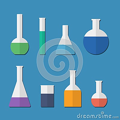 Chemical tubes icons set Vector Illustration