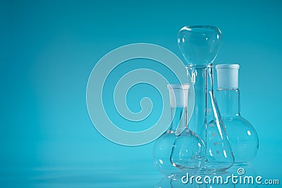 Glass flasks. Laboratory utensil Stock Photo