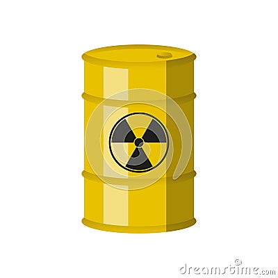 Chemical waste yellow barrel. Toxic refuse keg. Vector. Vector Illustration