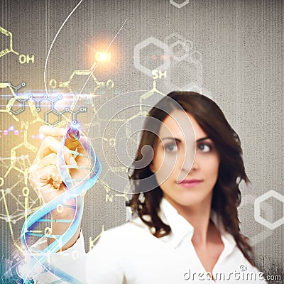 Chemist explain chemical formulas Stock Photo