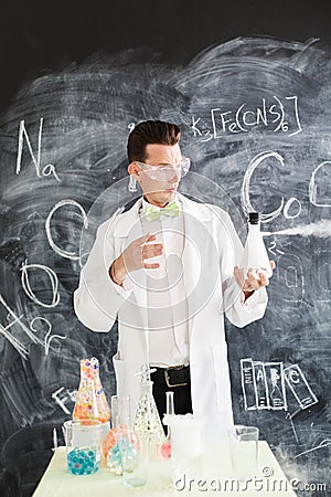 Chemist makes an experiment. Stock Photo