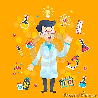 Chemist Scientist Character Vector Illustration