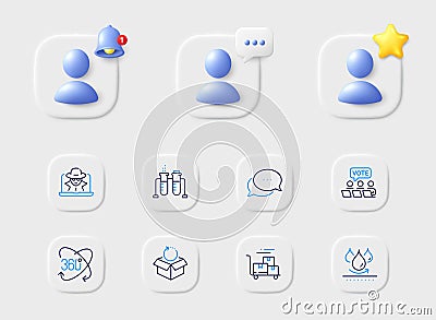 Chemistry beaker, Fraud and Online voting line icons. For web app, printing. Vector Vector Illustration