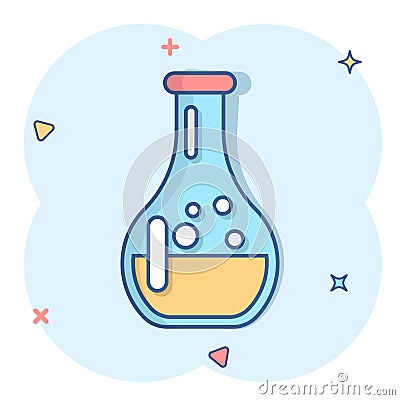 Chemistry beakers sign icon in comic style. Flask test tube vector cartoon illustration on white isolated background. Alchemy Vector Illustration