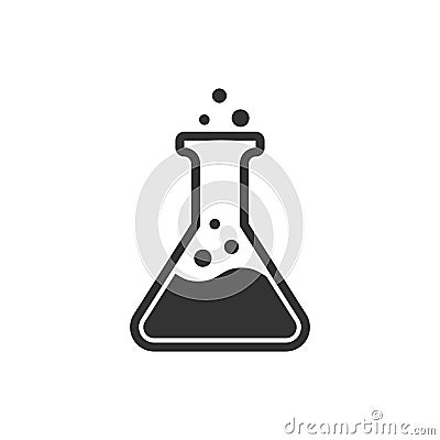 Chemistry beakers sign icon in flat style. Flask test tube vector illustration on white isolated background. Alchemy business Vector Illustration