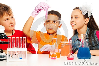 Chemistry class Stock Photo