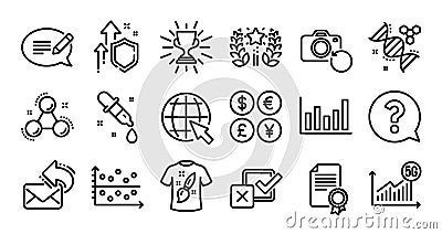 Chemistry dna, Question mark and Message line icons set. Vector Vector Illustration