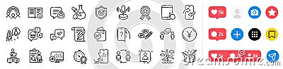 Chemistry experiment, Confirmed and Workflow line icons pack. For web app. Social media icons. Vector Vector Illustration