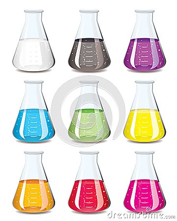 Chemistry flask collection Vector Illustration