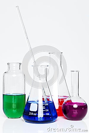 Chemistry flasks Stock Photo