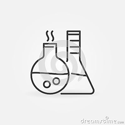 Chemistry Flasks vector Biotechnology concept thin line icon Vector Illustration