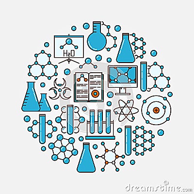 Chemistry flat round illustration Vector Illustration