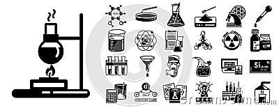 Chemistry icon set, simple style Vector Illustration