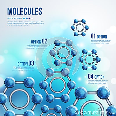 Chemistry Infographic with Blue Molecules design. Vector Illustration