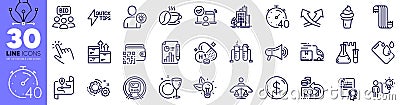 Chemistry lab, Business idea and Qr code line icons pack. For web app. Vector Vector Illustration