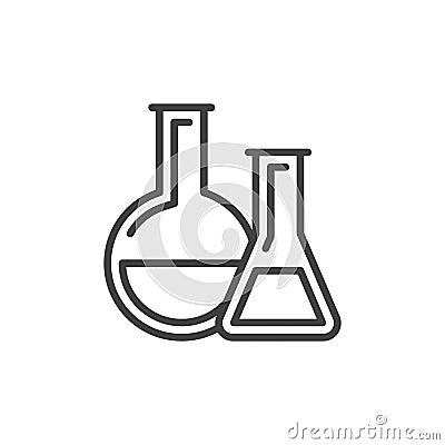 Chemistry lab glassware line icon Vector Illustration