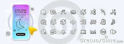 Chemistry lab, New message and Time management line icons for web app. Pictogram icon Vector Stock Photo