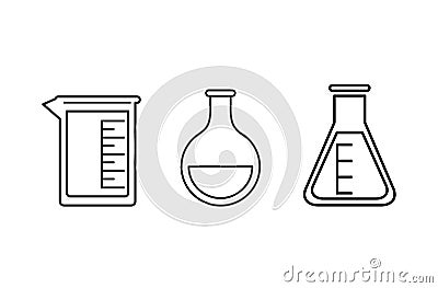 Scientific chemistry laboratory containers icons Vector Illustration