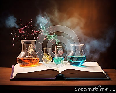 chemistry learning book is a book about chemistry. Cartoon Illustration