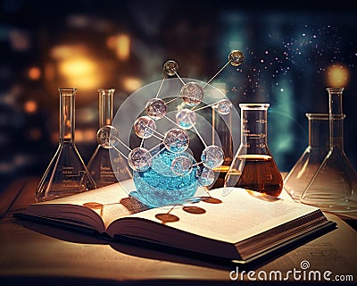 chemistry learning book is a book about chemistry. Cartoon Illustration