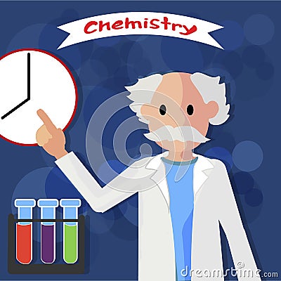 Chemistry Lesson Teacher Time Start Lesson Vector. Vector Illustration